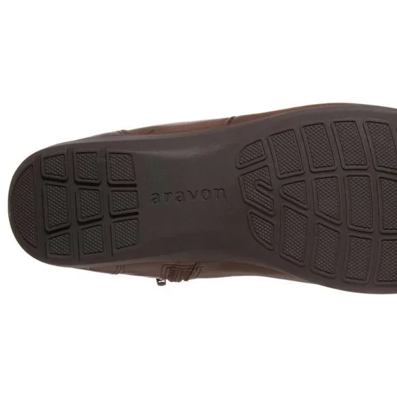 ARAVON New ANSTICE Comfort Wedge Leather Boot Womens 10~12 WIDE Bootie NIB BROWN - Picture 5 of 6